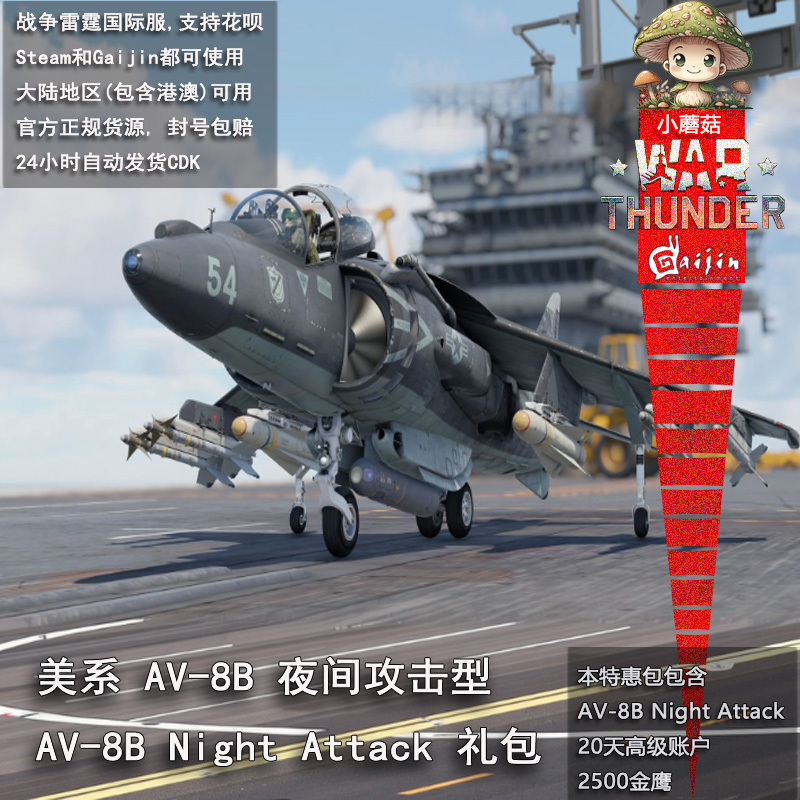War Thunder American Av-8B Night Fighter Av8B Harrier Official Gift Pack Cdk