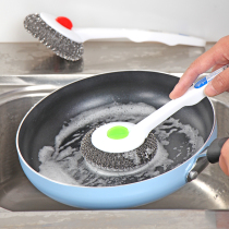 Decontamination long handle brush wire ball Kitchen cleaning supplies Dish brush Household washing pot brush Sink stove cleaning brush