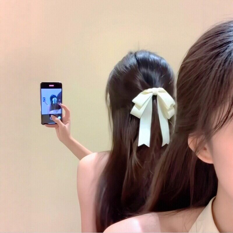 可爱垂耳兔！好千金感的韩系甜美缎面蝴蝶结发夹发饰~好美好温柔~