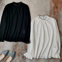 Super Invincible Soft Waxy Wooden Ear Neck Three-dimensional Jacquard Knitted Backing Shirt Women Wear Long Sleeve Sweater