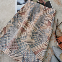 Obsessed with her ~ is high taste check high waist hip skirt long slim one-step skirt