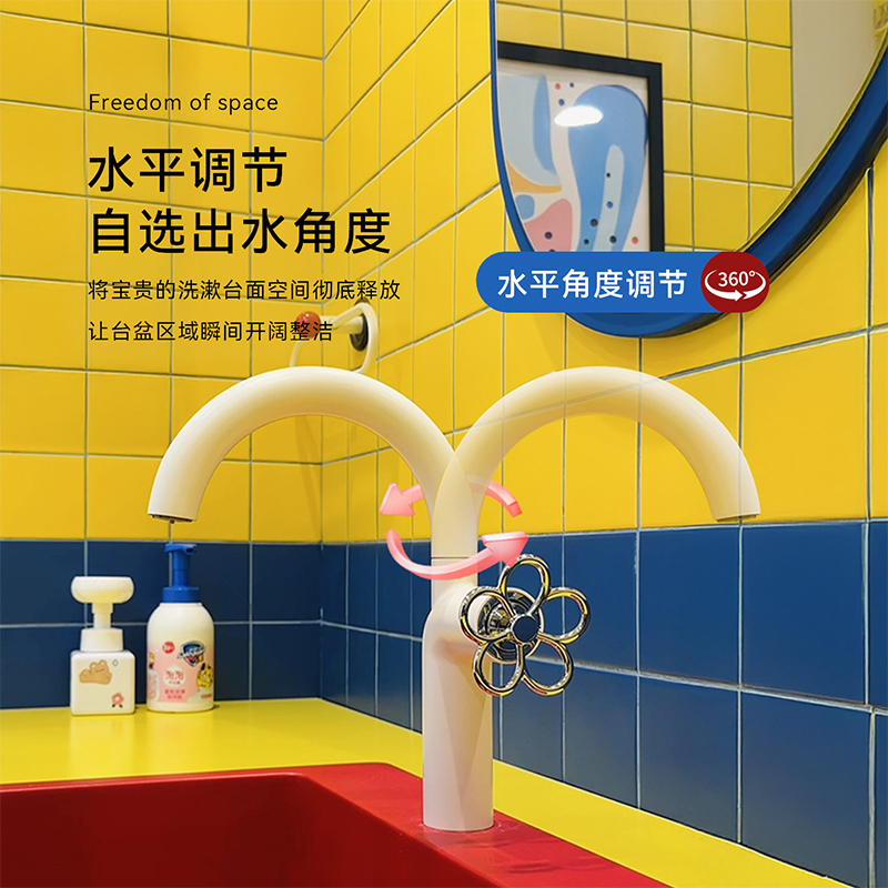 Household Bathroom Rotating Faucet, Hot and Cold Water, Bathroom Washbasin, Silent, Splash-Proof
