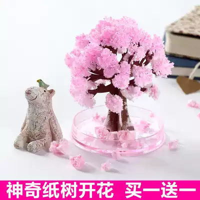 Paper tree blossom magic Christmas tree cherry tree colorful magic crystallization science Creative Festival gift for children