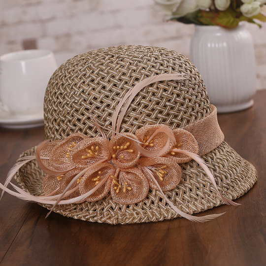 Summer new style women's retro elegant flower fisherman straw hat fashion curled edge hollow basin hat decorative small top hat for women