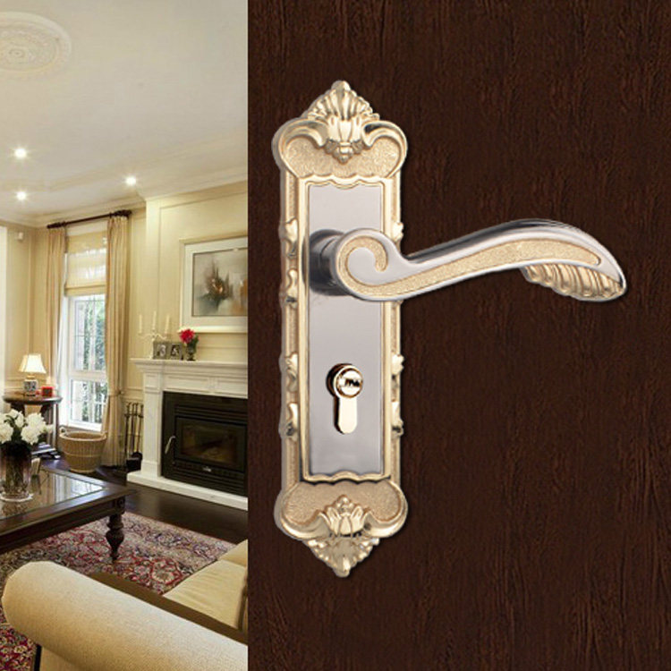 Jue nameroom door lock solid wood door lock indoor bedroom lock Three sets of make-up room minimalist door handle universal