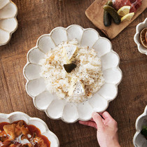 Flower の の Japanese imported beauty thick hand made rough pottery retro pear flower plate dessert dish rice bowl water Cup