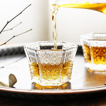 Beautiful Japan imported Ishizuka glass heat-resistant hexagonal cup whiskey wine glass tea cup