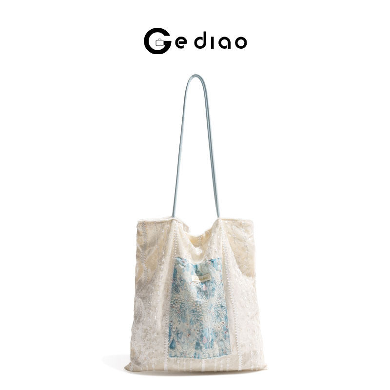 Style Studio Song Qianの新作中国風キャンバスバッグ（刺繍入り、ニッチデザイン、ショルダーバッグ、多用途トートバッグ）