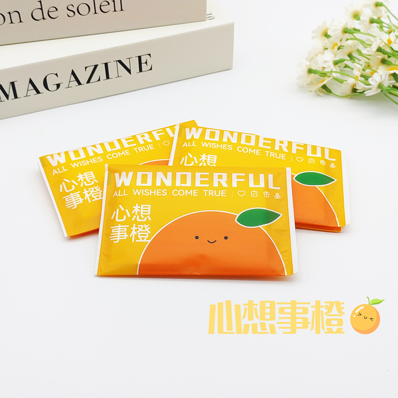 60 Packs of Wallet-Style Small Tissue Packs, Portable Mini Napkins, Cartoon Orange-Themed Pocket Tissues