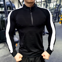 Sports quick-drying long sleeve T-shirt mens autumn tights stand collar POLO high-elastic breathable running fitness coach overalls