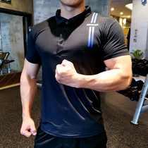 Mens summer thin quick-drying sports POLO shirt Short sleeve elastic breathable slim lapel T-shirt fitness training suit