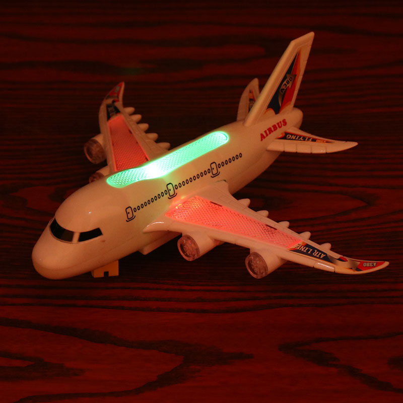 The new Airbus A380 electric light-emitting universal music aircraft toy model Children's Day gift stall source