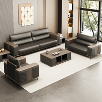 Office sofa and coffee table combination simple modern leather three-seat business suit for reception negotiation reception and rest