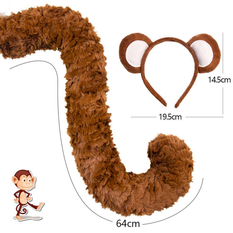 Monkey Tail Plush Kidsren's Animal Tail Headband Kidsren's Performance Props Kindergarten Family Activity Toys