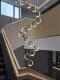 Postmodern Internet-Famous Villa Staircase Chandelier, Long Chandelier for Duplex Buildings, Light Luxury Nordic Living Room Loft Circular Chandelier Lighting