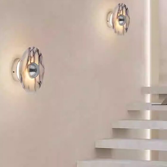 Borgley Wall Lamp Purple Natural Marble Hotel Living Room Bedroom Corridor Entrance Wabi-Sabi Style Charging Without Wiring