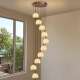 New Vintage-Style Staircase Chandelier for Villa Duplex Stairwell, High-Ceiling Large Chandelier, Retro Classic Fabric Chandelier