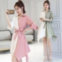 Váy 2019 hè mới của phụ nữ Hàn Quốc Váy cổ chữ V phù hợp với khí chất mỏng cá tính dài đoạn Một váy chữ - A-Line Váy váy sát nách chữ a