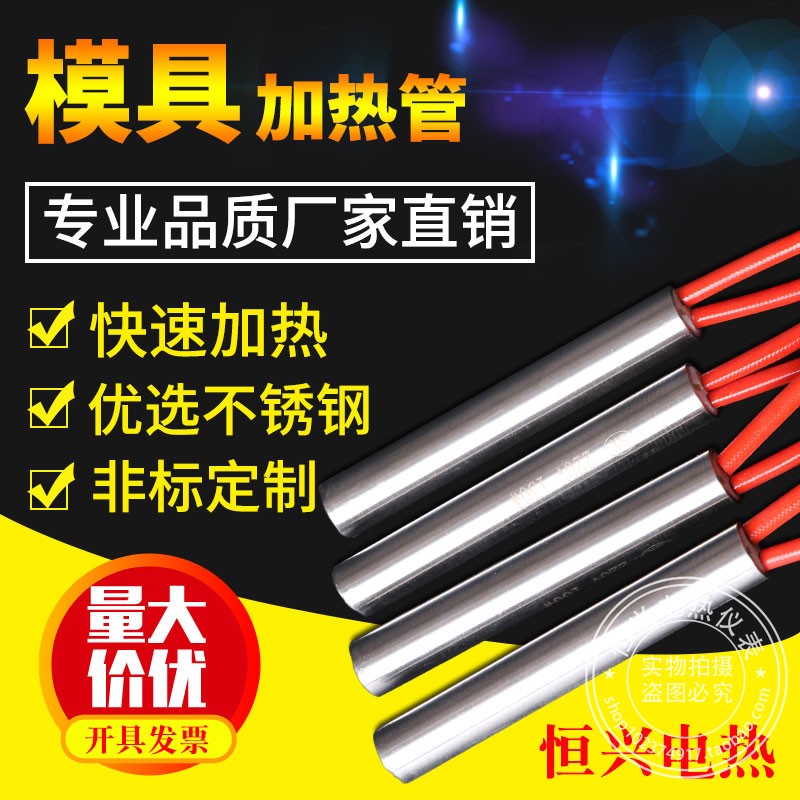220V mold single head electric heating pipe dry burning type heating pipe sealing stainless steel electric heating rod 10X50 12*80