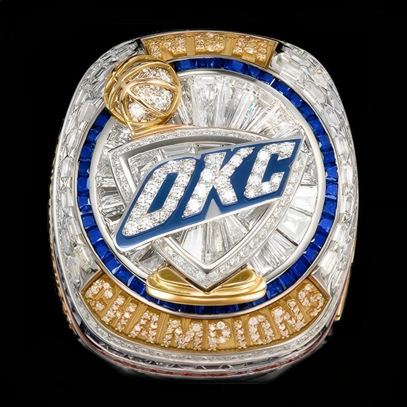 2025 Oklahoma Thunder Championship Ring with Flip-Top Design and Embedded Alexander Fmvp Fan Ring
