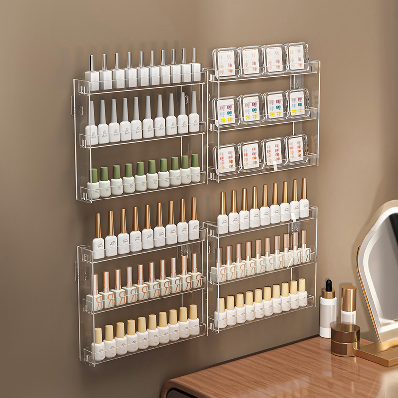 Acrylic Multi-Layer Wall-Mounted Display Rack for Nail Polish, Nail Art Tools, and Nail Polish Storage Box Acrylic Multi-Layer Wall-Mounted Display Rack for Nail Polish, Nail Art Tools, and Nail Polish Storage Box