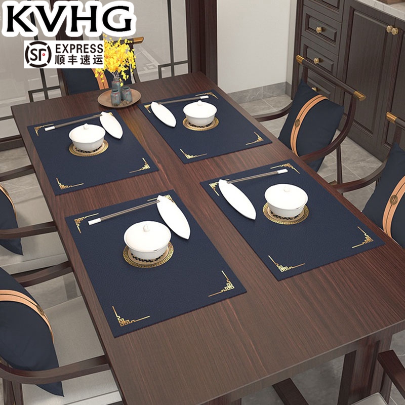 KVHG Chinese style placemat leather household waterproof, oil-proof, anti-scalding, non-slip, heat-insulating mat, bowl mat, table mat, pvc light luxury