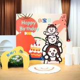 Семья из трех дофаминовых украшений на день рождения, сцена для мальчика и девочки, вечеринка по случаю первого дня рождения, kt доска, фоновая стена