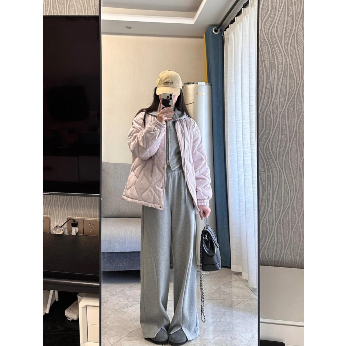ootd pure cotton sweater sportswear sportswear suit woman loose fashion big code plus suede thickened casual two sets of damp-Taobao