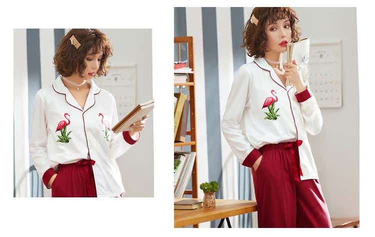 Bộ đồ ngủ nữ cotton dài tay mùa thu và mùa đông dày cô gái ngọt ngào áo len cotton có thể mặc bên ngoài bộ đồ dịch vụ gia đình quần áo ngủ nữ
