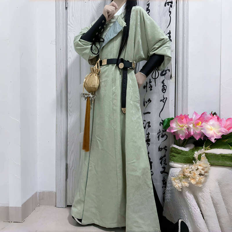 Fangfeiyuan Hanfu Tang-Style Round-Neck Robe with Missing Crotch, Unisex, Petite, Youthful Style, Spring/Summer Edition Fangfeiyuan Hanfu Tang-Style Round-Neck Robe with Missing Crotch, Unisex, Petite, Youthful Style, Spring/Summer Edition