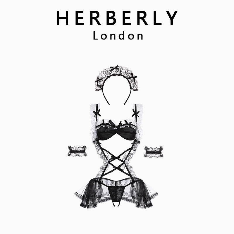 British Herberly No-Removal Hot Lingerie for Small-Breasted Women, Maid Style, Can Be Worn Outside, One-Piece Open-Crotch Pure Desire Uniform Set British Herberly No-Removal Hot Lingerie for Small-Breasted Women, Maid Style, Can Be Worn Outside, One-Piece Open-Crotch Pure Desire Uniform Set
