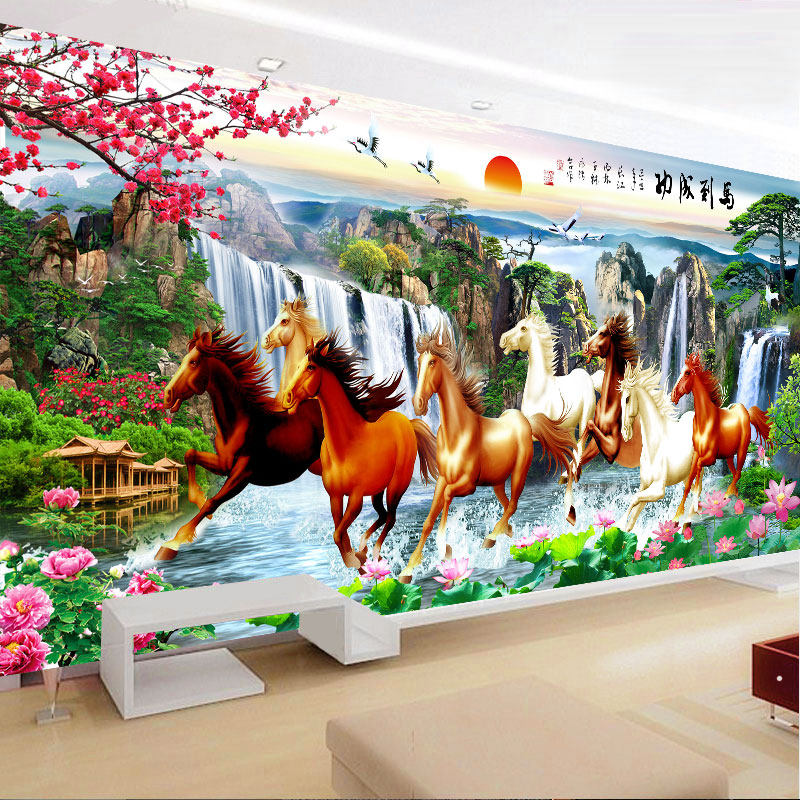 2021 new diamond painting full diamond living room horse to success cross stitch Eight Jun Map point diamond 5D masonry embroidery landscape painting