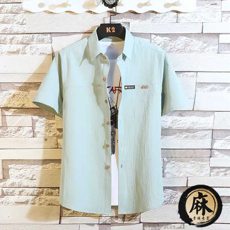 2024 New Short-Sleeved Shirt for Men, Summer High-End Trendy Brand Linen Shirt, Thin Pure Cotton and Linen Casual Top for Men