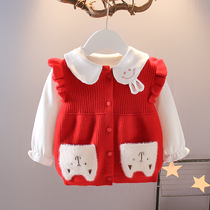 Baby Clothes Girls Suit Shirt Vest Two-piece Girls White Bottoming shirt Baby cardigan Childrens top