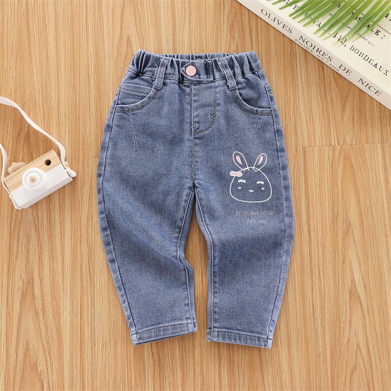 Girls' jeans 1-3-4-5 years old girls' pants children's spring and autumn trousers baby jeans children's casual pants 2