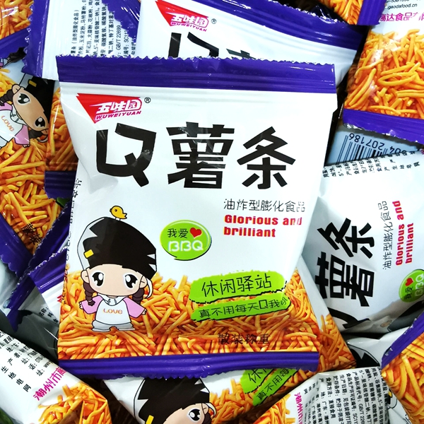 Fresh salted crisp and tasty five-flavor garden Q fries BBQ casual food independent small bag prose 250g