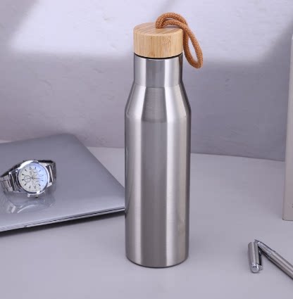 Large-capacity vacuum insulation cup 304 stainless steel bamboo lid insulation cup car outdoor sports water cup gift