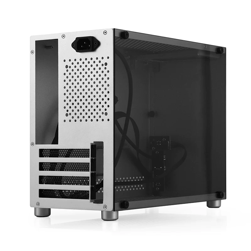 Серебряный полностью алюминиевый корпус для стеклянной панели SKTC HX BOX 100 мини-корпус, совместим с блоком питания SFX