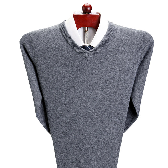 ຜະລິດໃນ Ordos cashmere sweater ຜູ້ຊາຍຫນາຂອງແທ້ຈິງ sweater ຄໍ V 2023 ສີແຂງໃຫມ່ sweater ຂົນຜູ້ຊາຍໄວກາງຄົນ