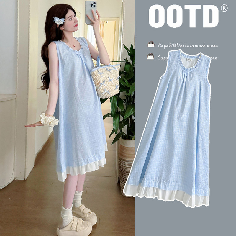 Maternity Summer Dress, Stylish Petite Maternity Dress, Loose-Fitting Sleeveless Tank Dress, Mid-Length Skirt