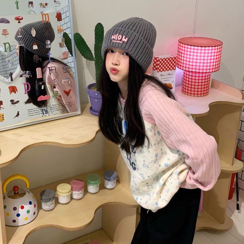 Abone American-Style Fun Dachshund Cartoon Print Patchwork Color-Blocking Knitted Sweater for Women, Lazy Style Pullover Sweater Abone American-Style Fun Dachshund Cartoon Print Patchwork Color-Blocking Knitted Sweater for Women, Lazy Style Pullover Sweater