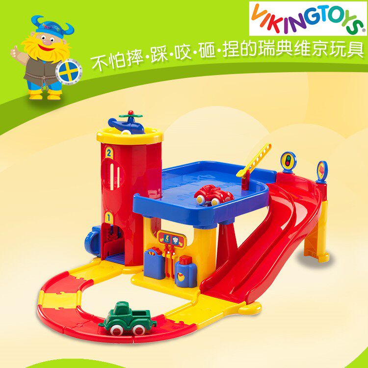 Swedish Viking imports children's other toys Land, sea and air aircraft Double-decker intelligent parking garage is not afraid to step on
