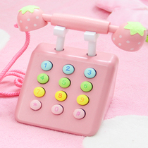New strawberry wooden simulation telephone early education benefit intelligence house kitchen toy 2-3-4-5 years old