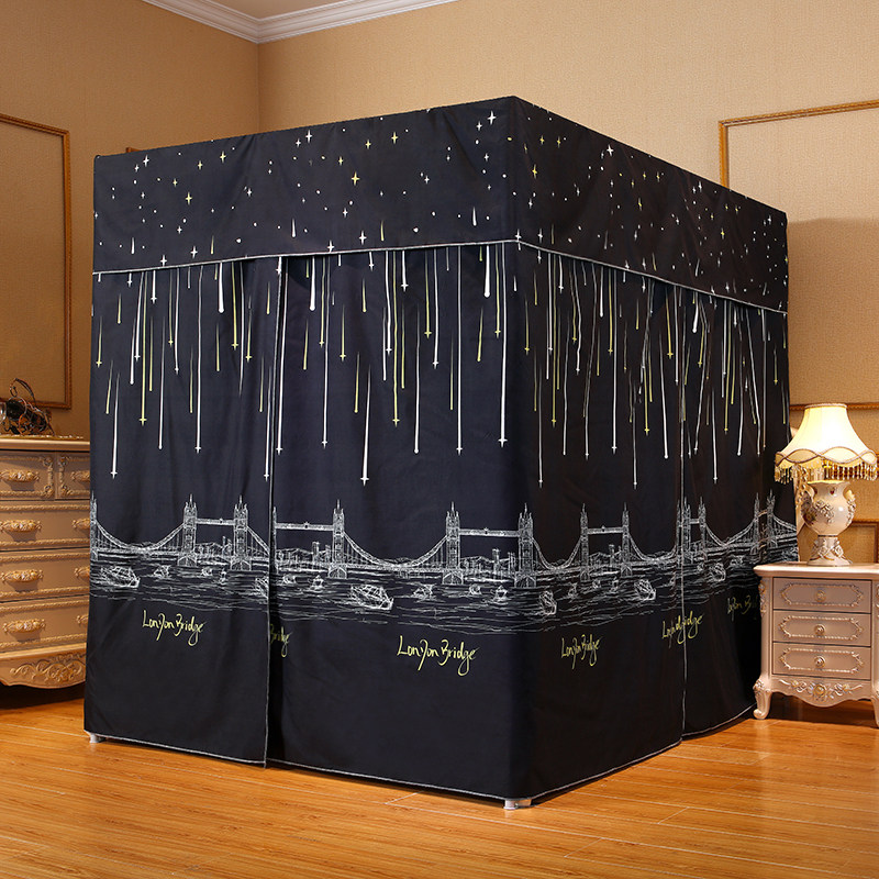 Home Shading Bed Curtain Mosquito Net One-piece 1 8m Bed Bedroom 1 5m Meters Thickened Opaque Winter Wind Shield