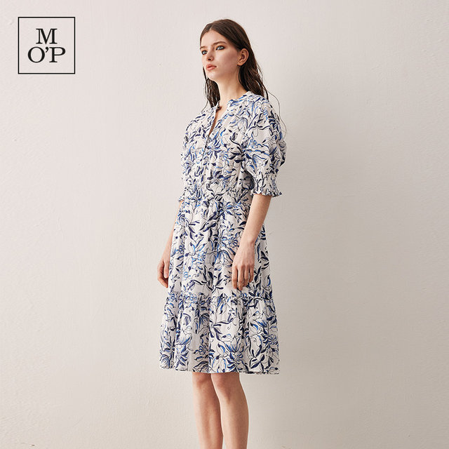 MarcO'Polo/MOP summer ໃຫມ່ແບບຈີນ Sima ແອວກາງແຂນ dress