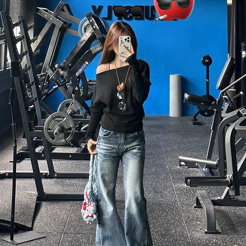 Сексуальный осенний цветной лонгслив, оверсайз, свободный крой