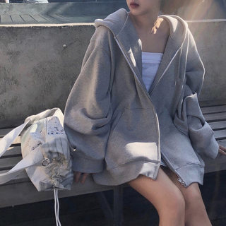 ins student hooded velvet jacket cardigan sweatshirt