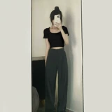 Сексуальная короткая приталенная футболка, квадратный вырез, высокая талия