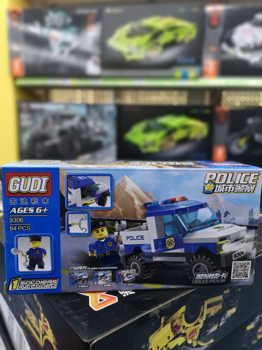 Goody 9306 Building Blocks Police Series Police Use Pickup Truck Children Assembly Building Blocks Toy Car Puzzle Birthday Gifts