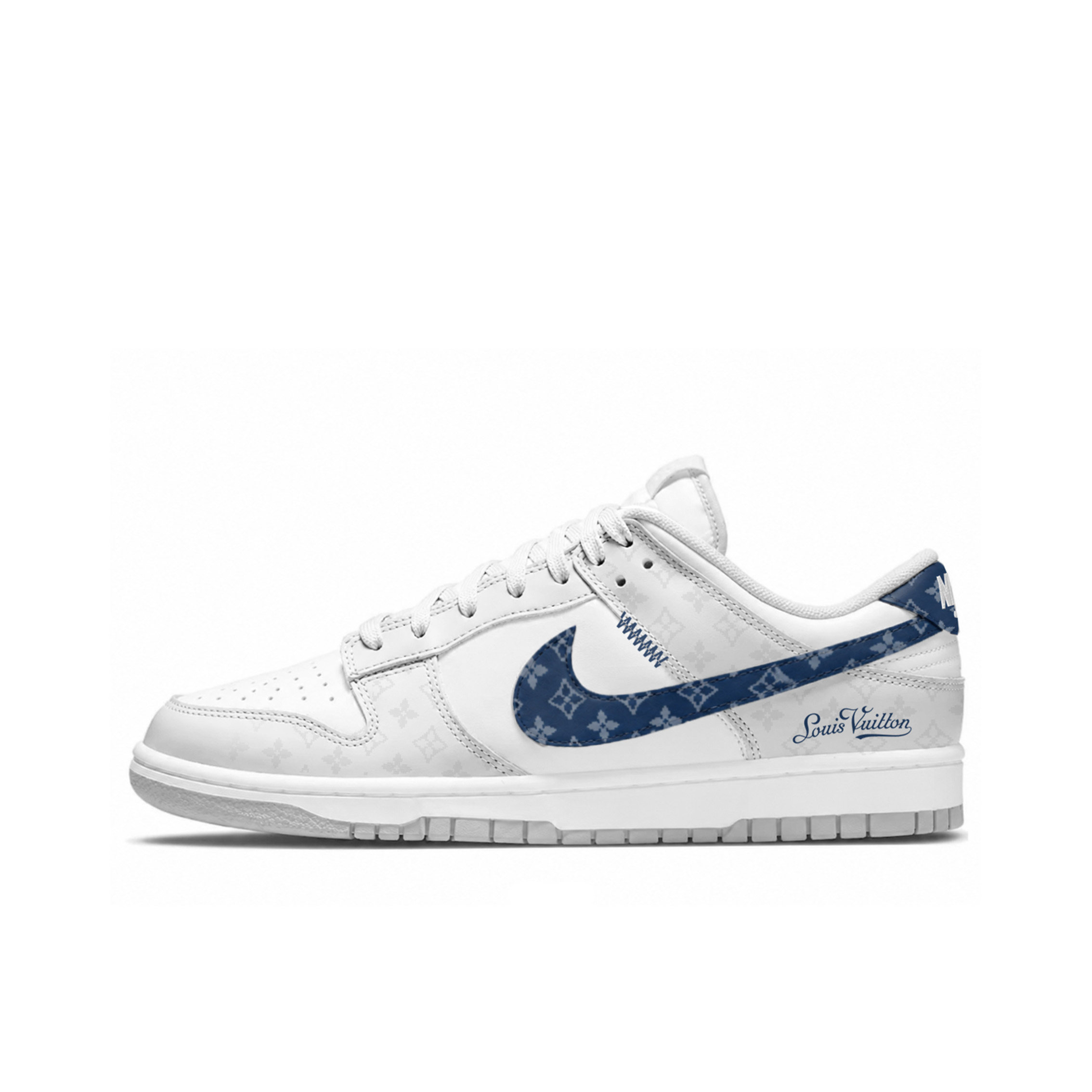 Мужская обувь Nike [кроссовки на заказ] натуральная женская обувь Nike Dunk white glaze сине-белая пара кроссовок с низким берцем Изображение 1